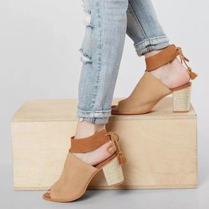 TOMS Seville Suede Peep Toe Heeled Sandal